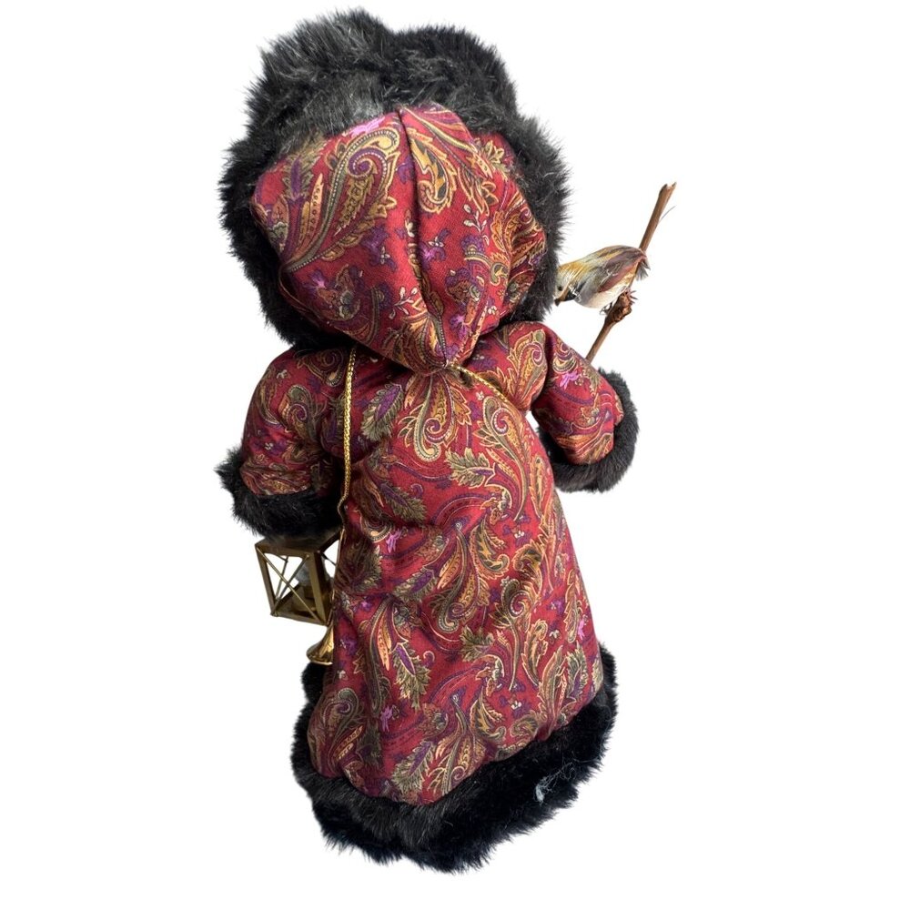 Betty Boedt Folk Art Santa Claus Doll Black Fur Red Coat Handmade 1993 15" - Picture 8 of 8